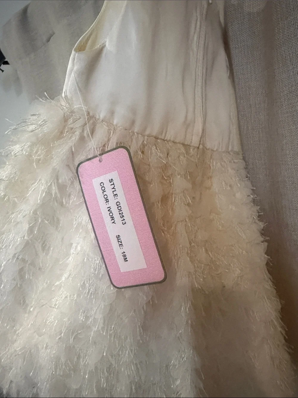 Ivory Ruffle Tulle Bow Toddler Dress